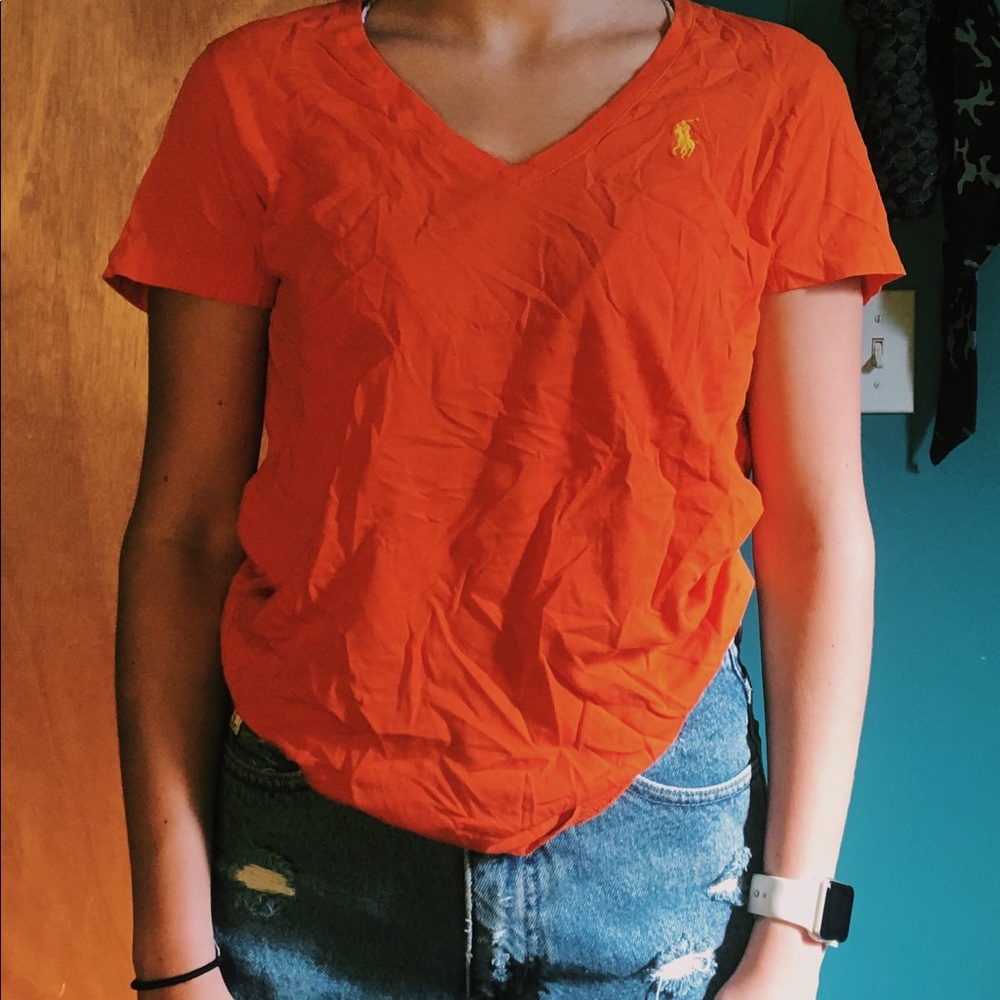 DONATED-bright orange ralph lauren sport top